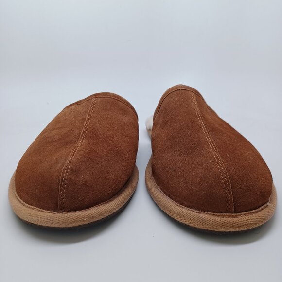 Brookstone Slippers N-A-P Suede Leather Shearling Slip On Mens Medium - Picture 4 of 12